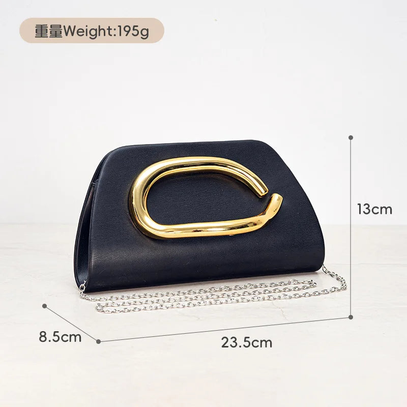 Pochette Femme Chic en Forme de Boîte – Sac Soirée avec Fermeture Métal Doré