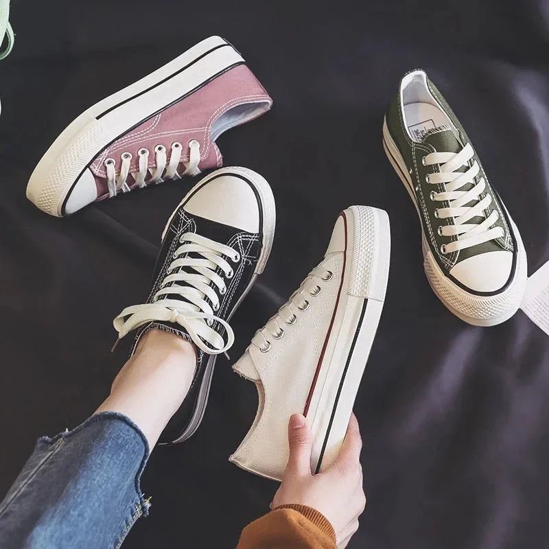 Spring Thick Sole Women's Shoes Leisure Canvas Shoes Breathable Comfortable Sports Shoes Thick Sole Height Increasing Shoes MU Group