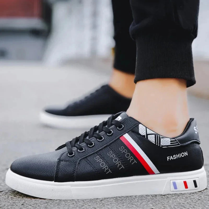 Men's Sneakers White Casual Shoes Lightweight Breathable Flats Fashion Lace-up Vulcanized Shoes Non Slip Outdoor Men Shoes Tenis MU Group