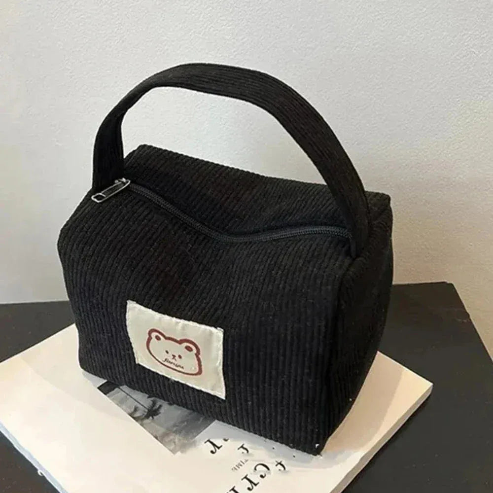 Sac à Maquillage Femme – Sac Cosmétique en Corduroy Doux, Sac Tendance Large Capacité avec Poignée - Justyol