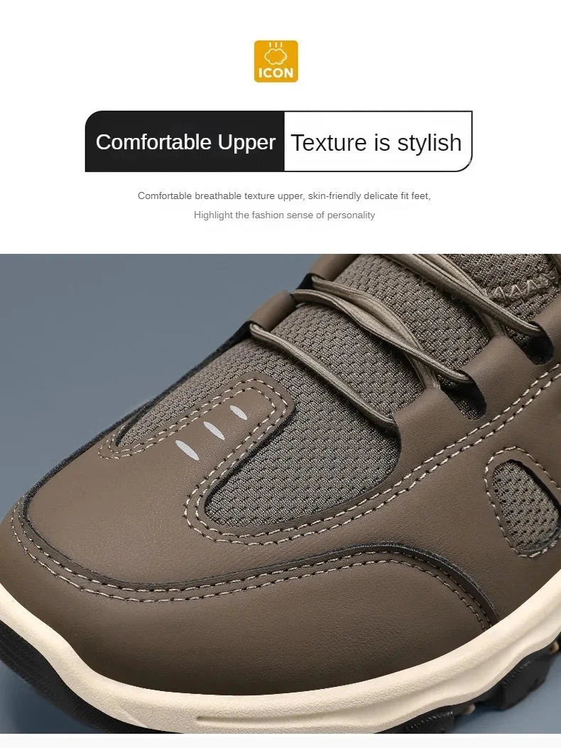 Men Soft Hiking Shoes Summer Breathable Mesh Sneakers Light Black Hike Footwear Walking Shoes Outdoor Shoes Climbing Shoe Male MU Group