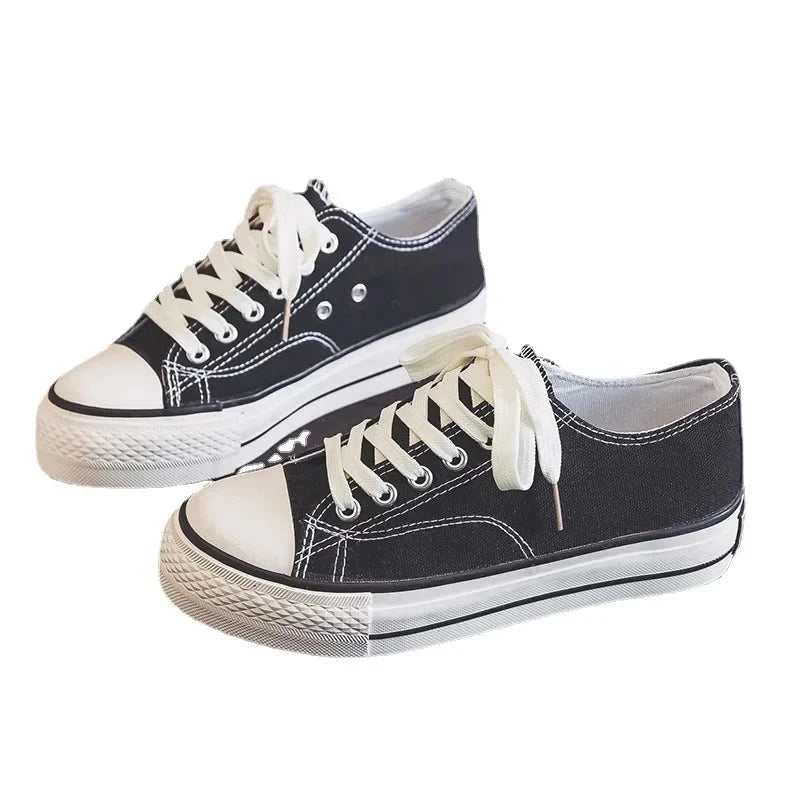 Spring Thick Sole Women's Shoes Leisure Canvas Shoes Breathable Comfortable Sports Shoes Thick Sole Height Increasing Shoes MU Group