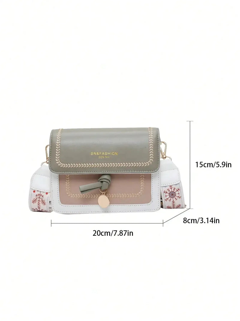 Sac à Main Femme Tendance – Sac Crossbody Petit Carré, Sac Bandoulière avec Bandoulière Large et Couleur Contrastée