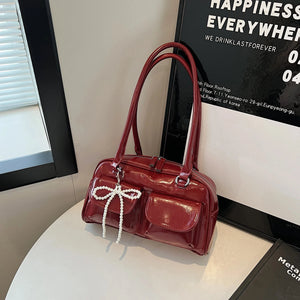 Fashionable Underarm Bow Bag for Women 2024 Korean Edition New Simple Leisure Pillow Bag Trendy Versatile Shoulder Bag MU Group