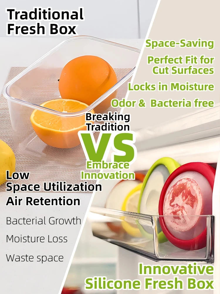 Joie Silicone Storage Box Fruit Vegetable Container Stretch Pod Airtight Avocado Tomato Lemon Onion Fresh-Keeping Anti-oxidation MU Group