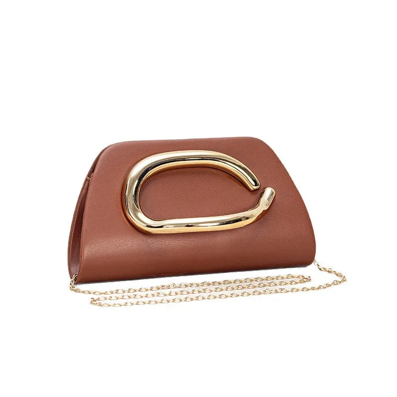 Pochette Femme Chic en Forme de Boîte – Sac Soirée avec Fermeture Métal Doré
