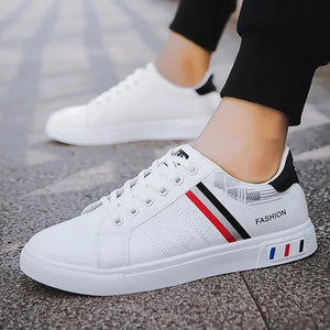 Men's Sneakers White Casual Shoes Lightweight Breathable Flats Fashion Lace-up Vulcanized Shoes Non Slip Outdoor Men Shoes Tenis MU Group