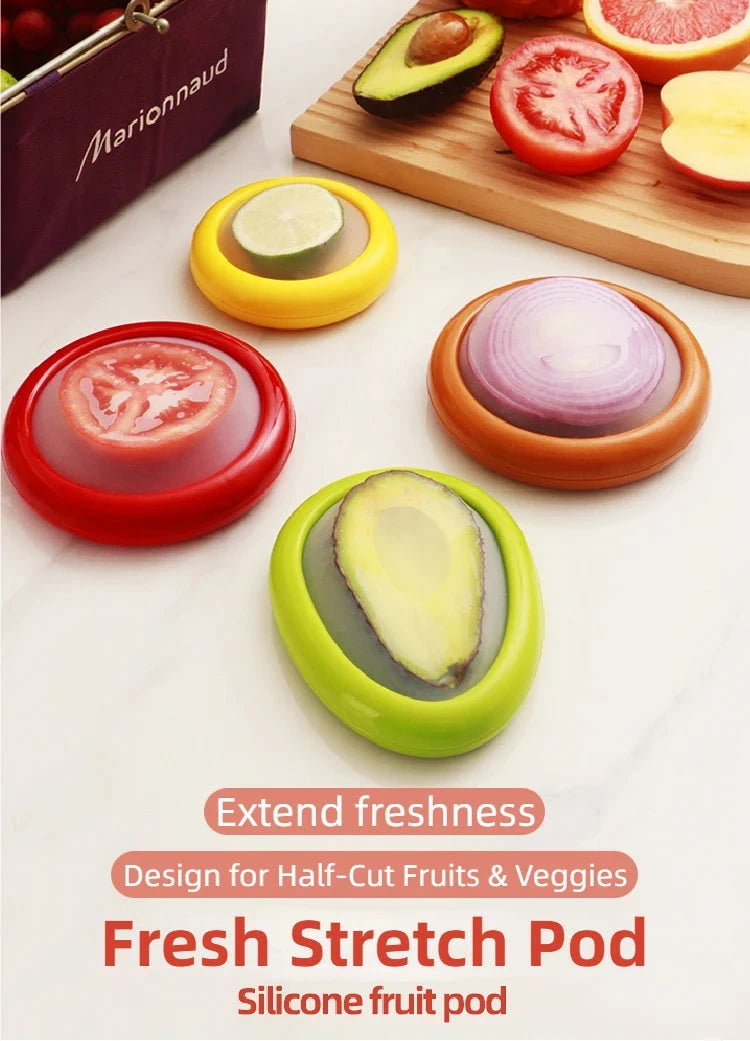 Joie Silicone Storage Box Fruit Vegetable Container Stretch Pod Airtight Avocado Tomato Lemon Onion Fresh-Keeping Anti-oxidation MU Group