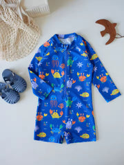 Maillot de Bain Garçon 1 Pièce – Manches Courtes avec Fermeture Zippée