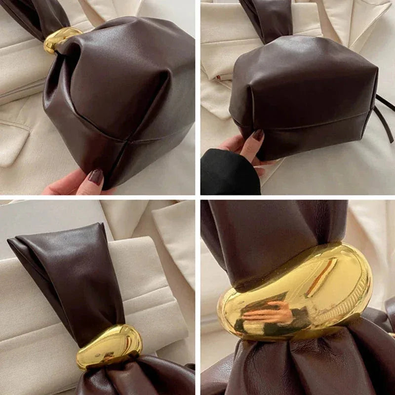 Petit Sac Sous l'Aisselle Femme – Sac Plissé en Cuir PU, Sac à Bandoulière Rétro Élégant, Sac à Main Mode - Justyol