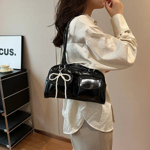 Fashionable Underarm Bow Bag for Women 2024 Korean Edition New Simple Leisure Pillow Bag Trendy Versatile Shoulder Bag MU Group