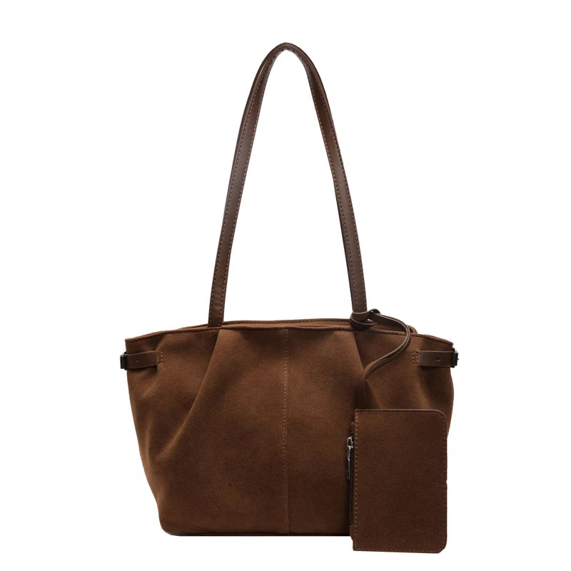 Sac à Main Femme – Sac Souple en Daim avec Fermeture Éclair et Poche Intérieure