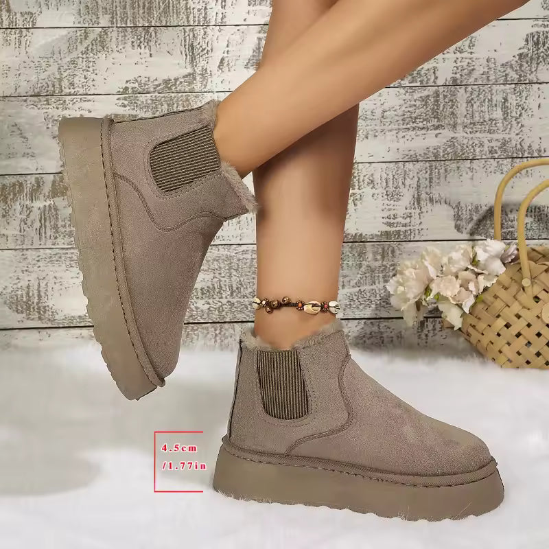 Bottes Femme Casual Hiver avec Texture Veloutée et Semelle Haute – Élégance et Confort - Justyol