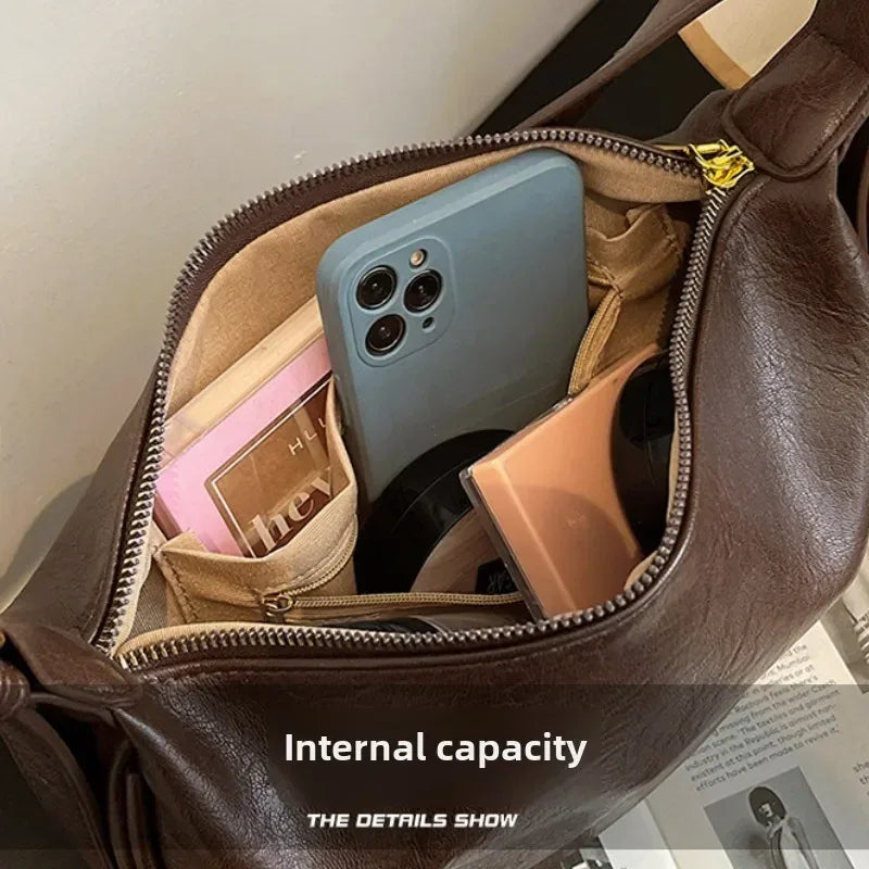 Sac à Main Femme Rétro – Sac à Bandoulière et Hobo Grand Capacité, Sac Soft Luxe et Pratique - Justyol