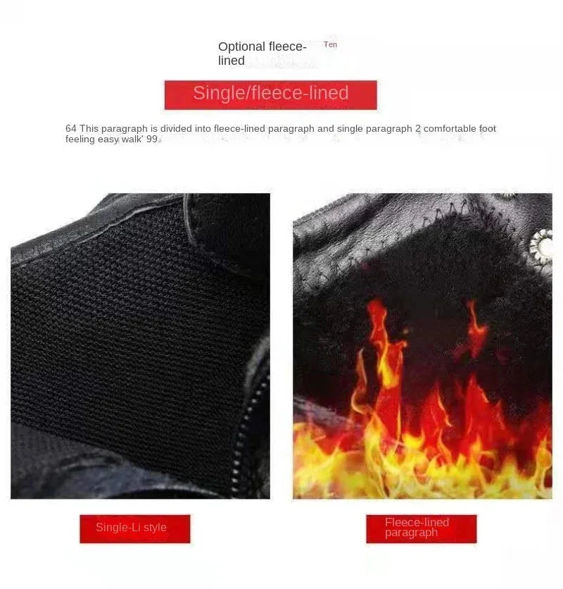 Bottes Homme Mode – Bottines Moto en Cuir, Bottes Hiver Chaudes et Confortables avec Plateforme - Justyol