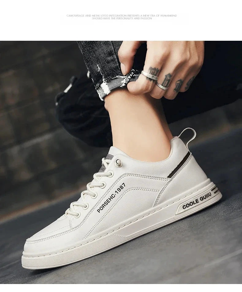 2025 New Trendy Versatile Cloth Shoes Men's Spring New Breathable White Shoes Men's Sports and Leisure Board Shoes Trendy Shoes MU Group