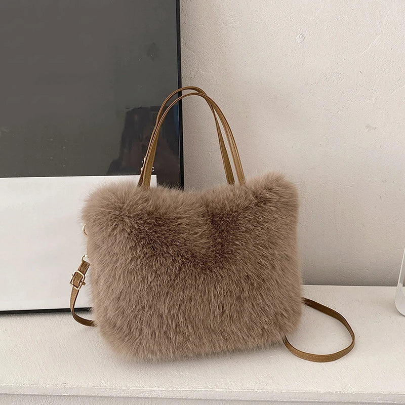 Sac à Main Femme – Sac Fourrure Synthétique Hiver