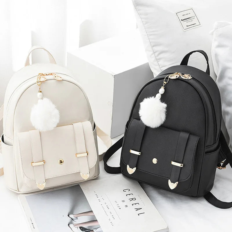 Female Backpack PU Small Teenage Girls Fashion Leisure Zipper Shoulder Bag Knapsack High-capacity Women Mini School Backpack