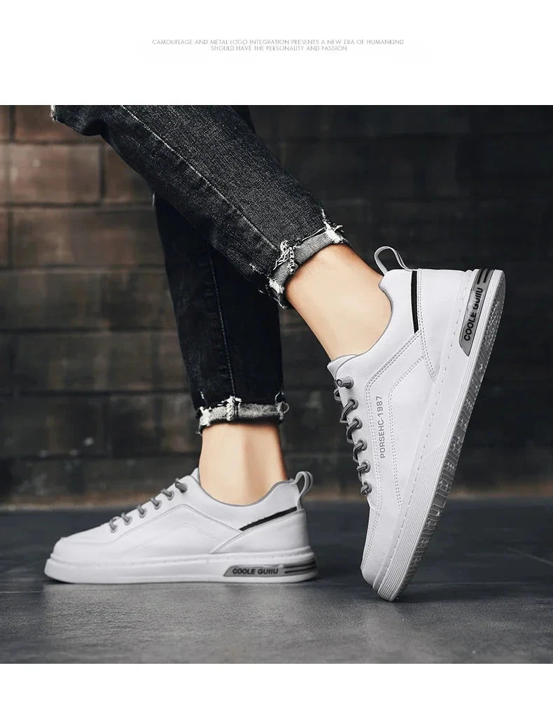 2025 New Trendy Versatile Cloth Shoes Men's Spring New Breathable White Shoes Men's Sports and Leisure Board Shoes Trendy Shoes MU Group