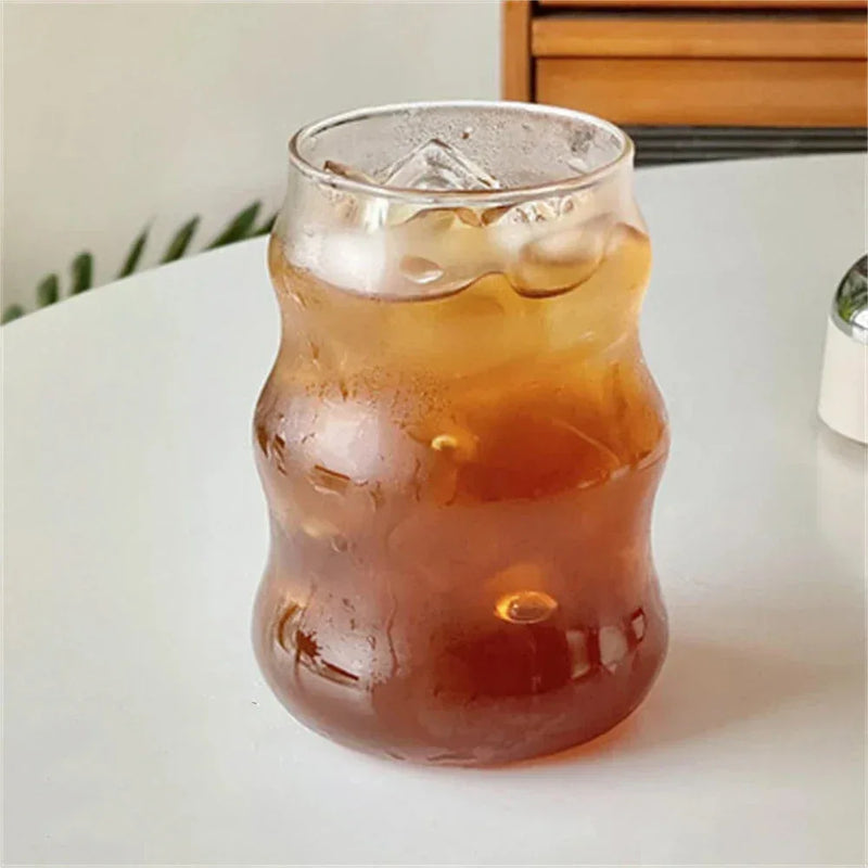 <tc> كوب زجاجي واحد بسعة 530 مل | كوب ماء مخطط مقاوم للحرارة </tc>