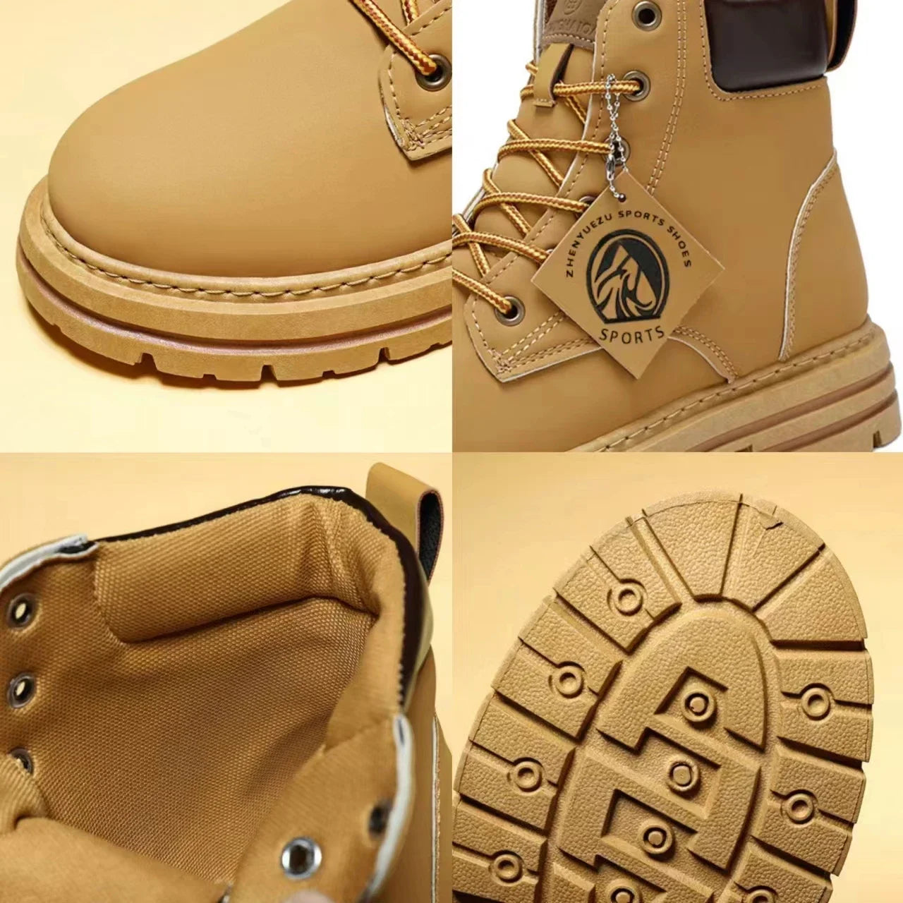 Men's Boots High Top Ankle Boots Trend Men Shoes Non-Slip Lace-Up Leather Shoes Men Wear-Resistant Hiking Boot Botas Para Hombre MU Group