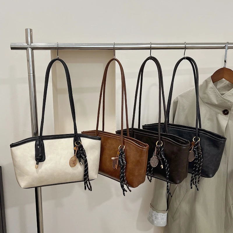 Sac à Main Femme Simple et Tendance – Sac à Bandoulière PU Cuir, Grand Sac Tote Multifonction