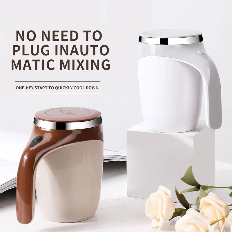 Tasse magnétique rotative électrique en acier inoxydable, tasse à café portable aste, arrête automatique, outils à boire à la maison