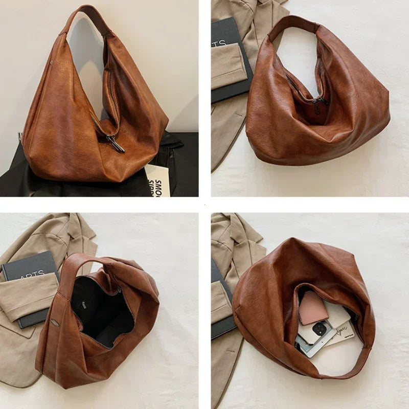 Sac à Main Femme Grand Modèle Hobo – Sac Bandoulière en Cuir Souple