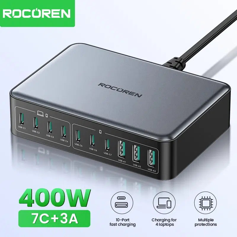 Chargeur Secteur ROCOREN 400W - Charge Rapide Multi-Ports