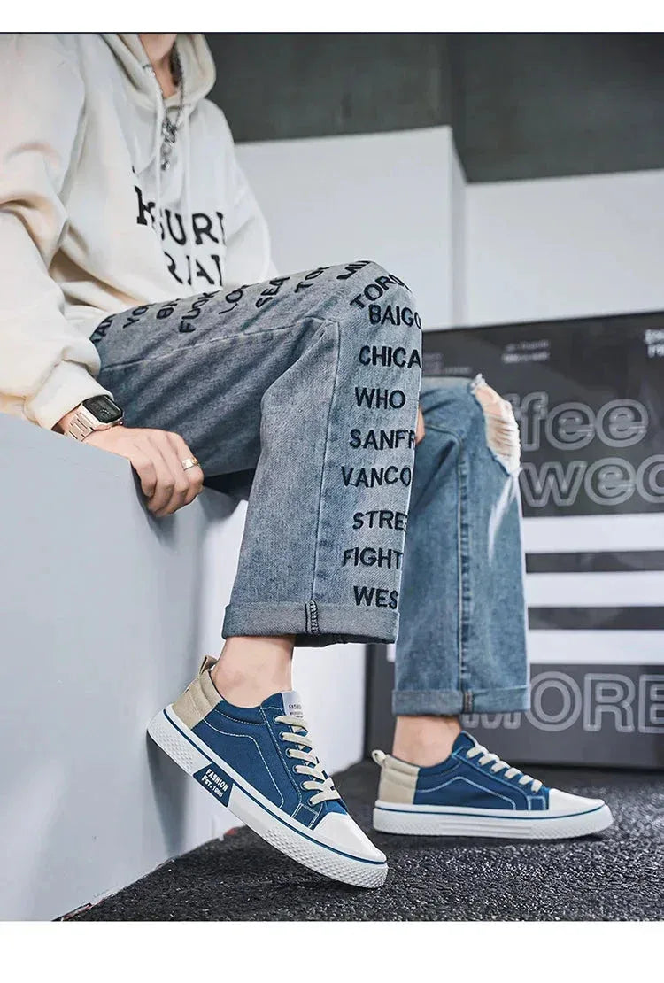 Chaussures Homme en Toile – Sneakers Skateboard Extérieures, Baskets Antidérapantes et Respirantes, Idéales pour la Marche et les Activités Casual