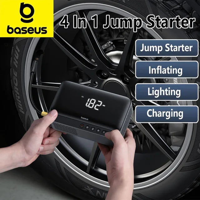 Baseus Super Energy 4-en-1 600A 6000mAh Démarreur de Voiture avec Compresseur Maroc