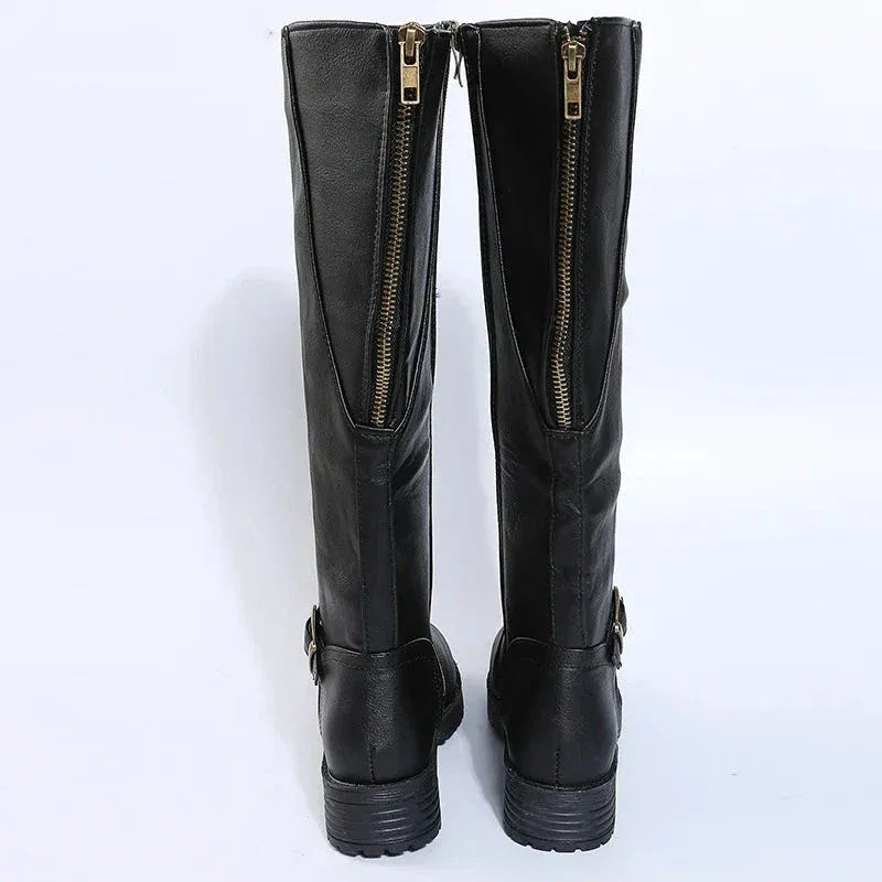Bottes Femme Longues avec Fermeture Éclair Latérale – Confort et Élégance avec Talon Bas - Justyol
