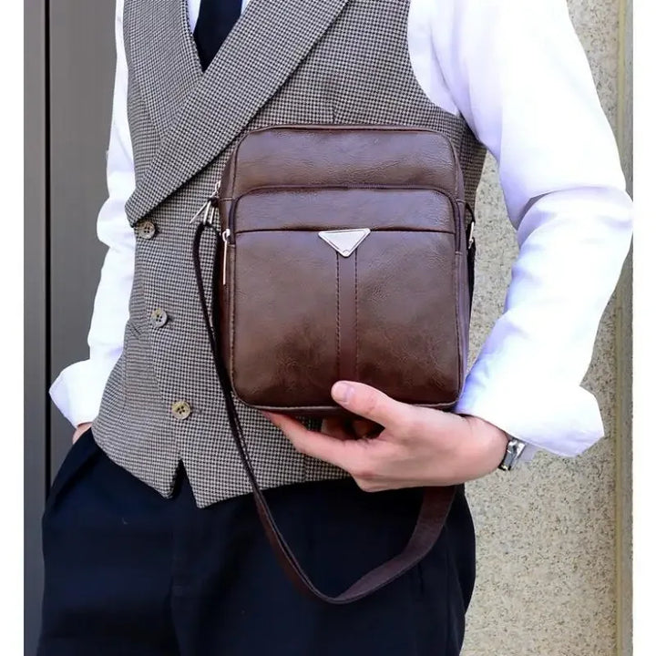 Sac Messenger Homme Vertical en Cuir PU – Sac Bandoulière Business Casual Style Coréen