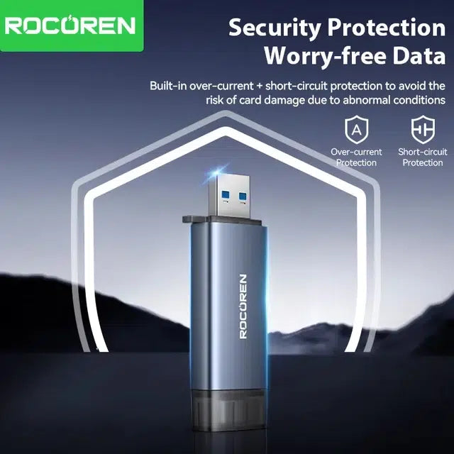 Lecteur de Carte Mémoire 2-en-1 ROCOREN - USB-A et USB Type-C