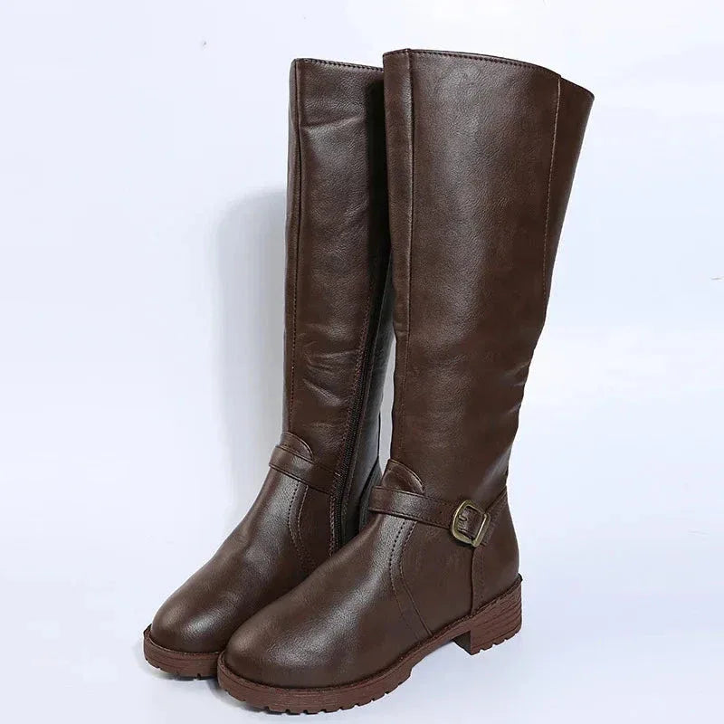 Bottes Femme Longues avec Fermeture Éclair Latérale – Confort et Élégance avec Talon Bas - Justyol