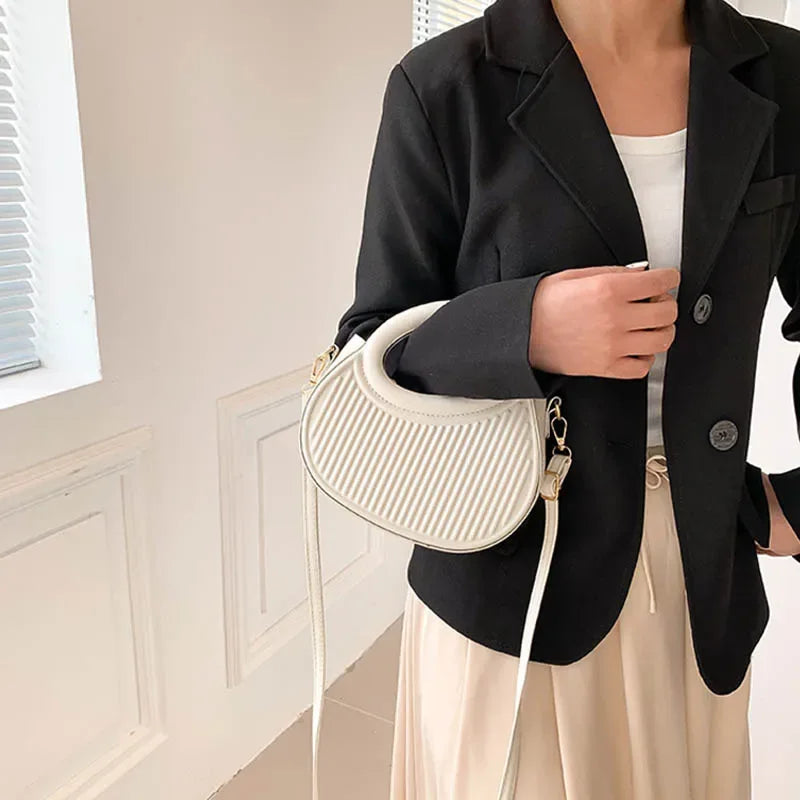 Sac à Main Femme – Sac Sous l'Aisselle Plissé, Sac Bandoulière en Silhouette Selle - Justyol