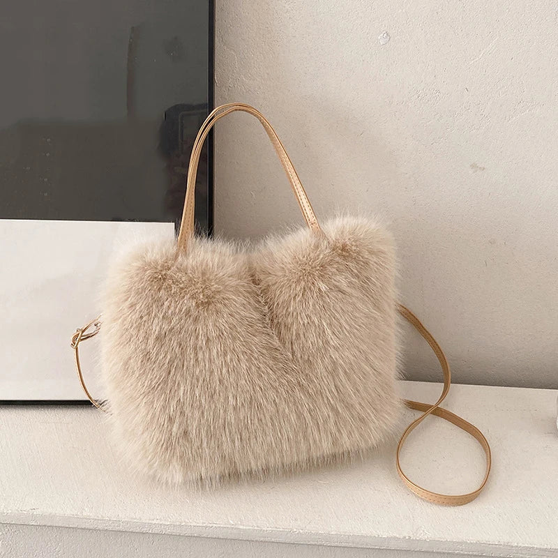 Sac à Main Femme – Sac Fourrure Synthétique Hiver