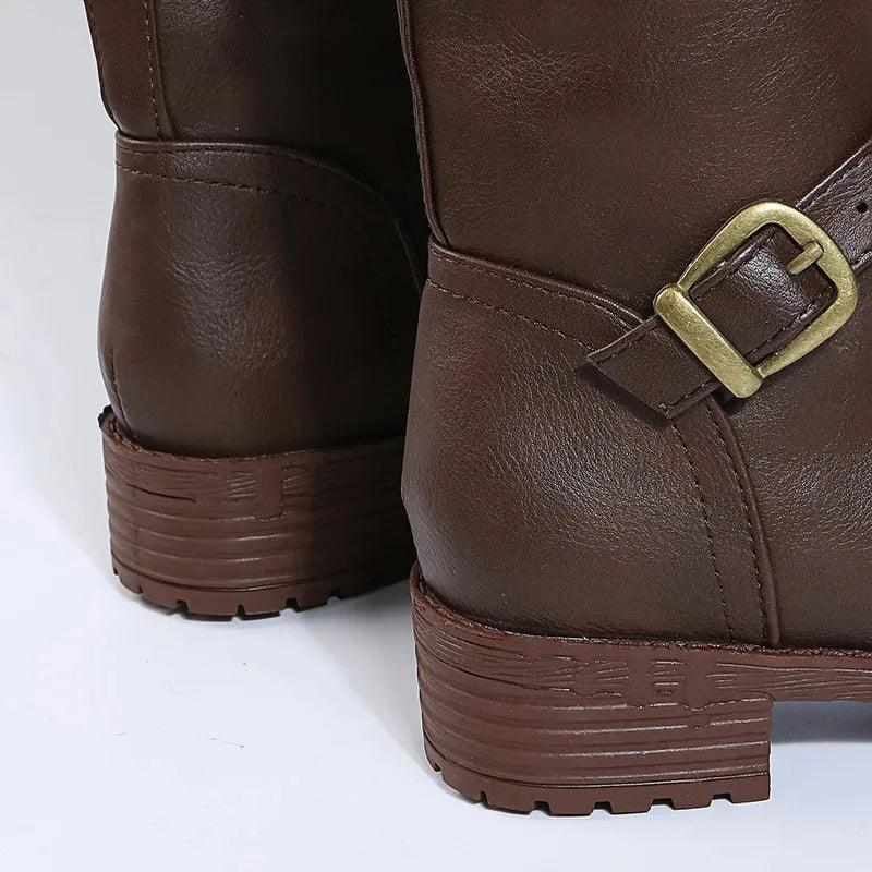 Bottes Femme Longues avec Fermeture Éclair Latérale – Confort et Élégance avec Talon Bas - Justyol