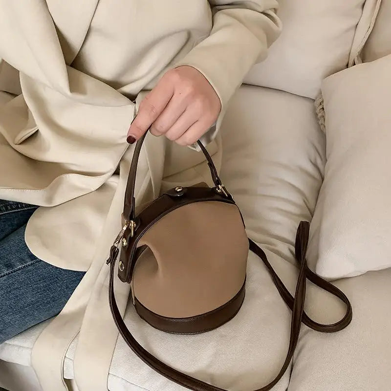 Sac à Main Fille Tendance Coréen en Cuir PU – Sac Seau à Bandoulière