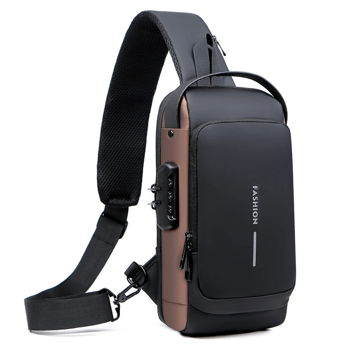 Sac Bandoulière Homme Antivol avec Port USB – Sac Poitrine Multifonction Étanche