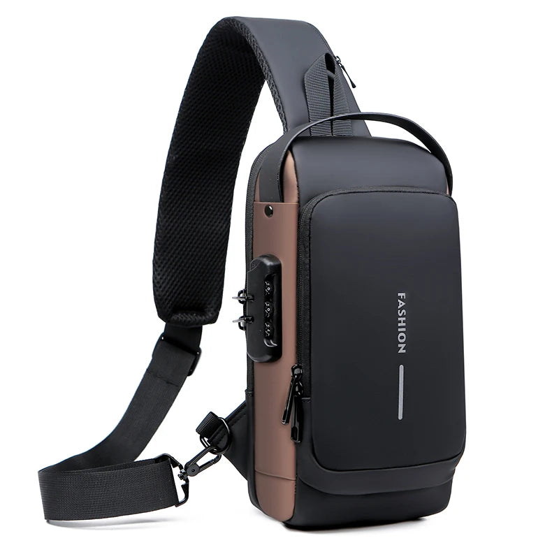 Sac Bandoulière Homme Antivol avec Port USB – Sac Poitrine Multifonction Étanche