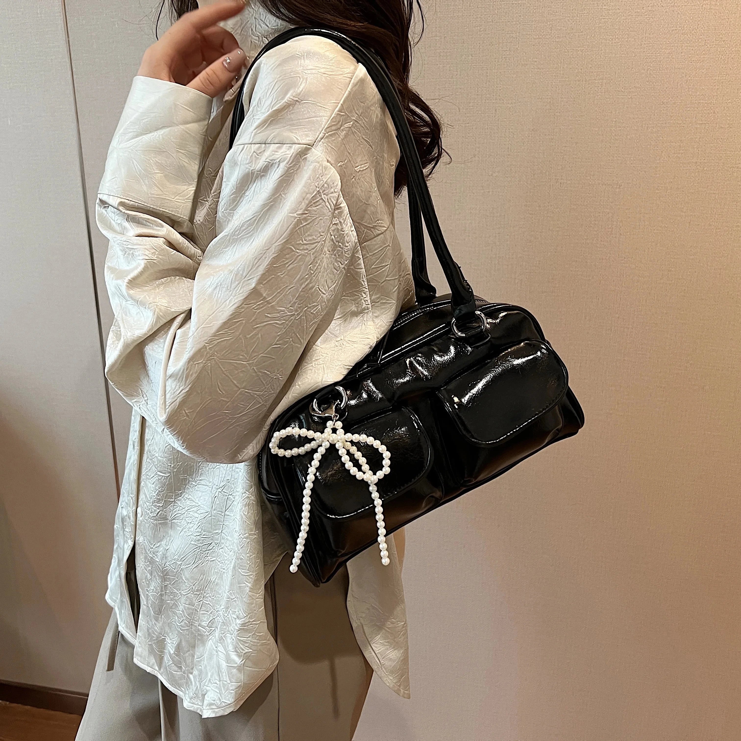 Fashionable Underarm Bow Bag for Women 2024 Korean Edition New Simple Leisure Pillow Bag Trendy Versatile Shoulder Bag MU Group