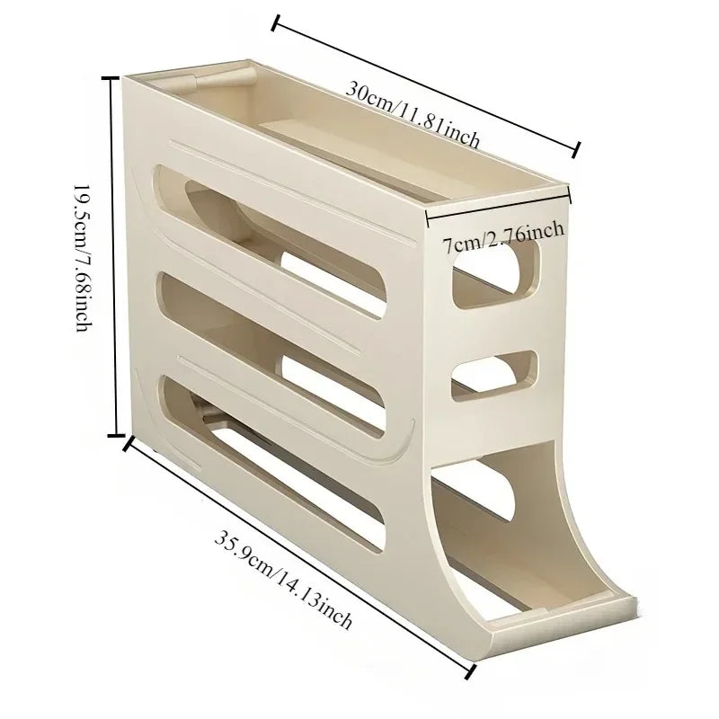 Boîte de stockage René à 4 niveaux pour réfrigérateur, support pour œufs roulants, récipient de stockage des aliments