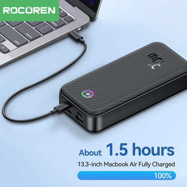 ROCOREN Power Bank 30000mAh PD 35W – Charge Rapide
