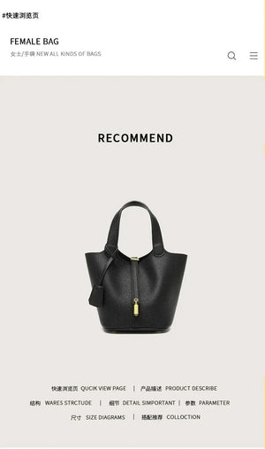 New lychee patterned bucket bag, women's handbag, Picotin bag MU Group