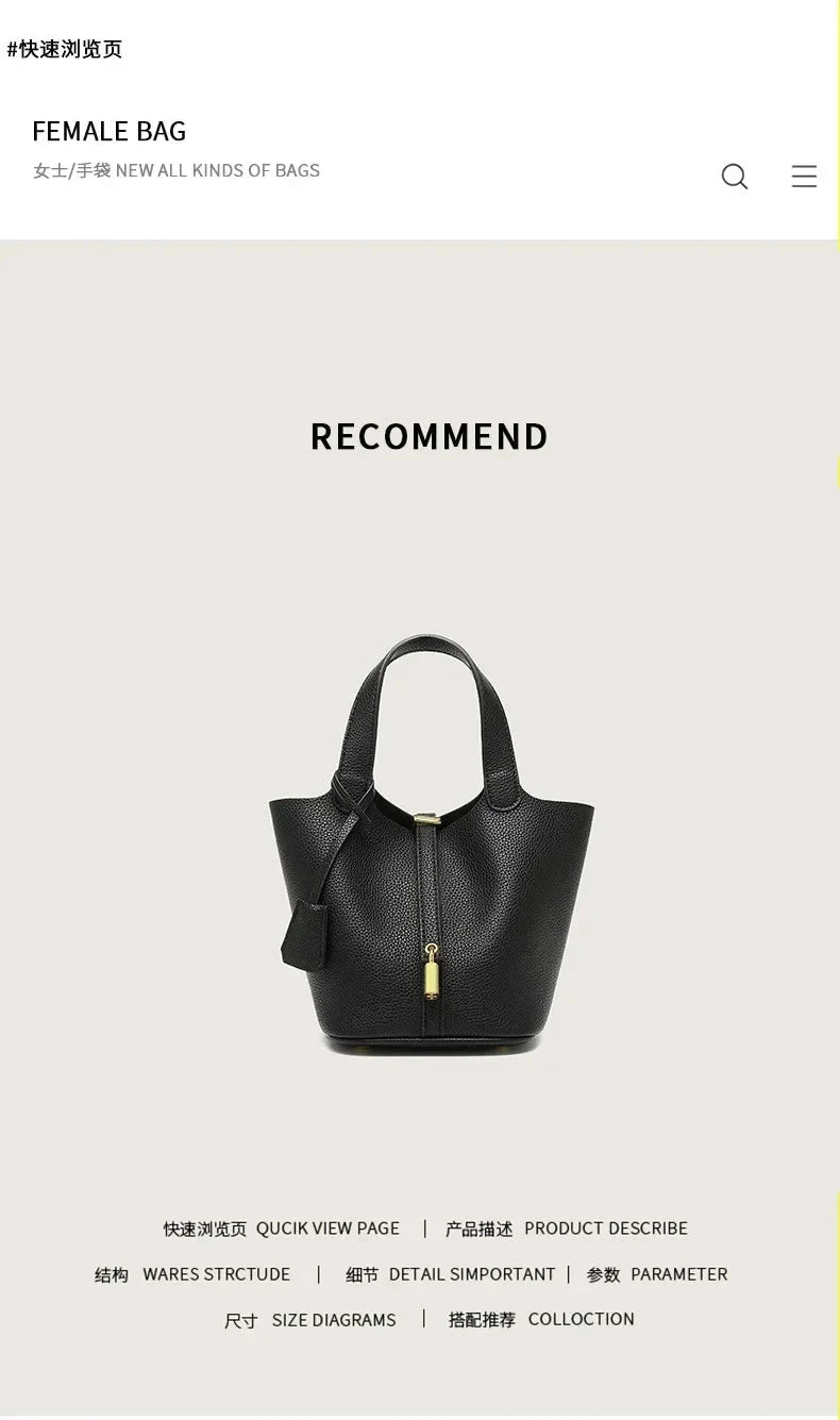 New lychee patterned bucket bag, women's handbag, Picotin bag MU Group