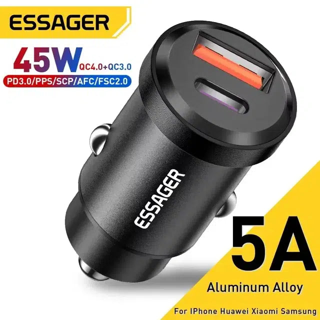 Essager Chargeur Voiture 45W USB-C PD 3.0 QC 4.0 SCP 5A Charge Rapide Maroc
