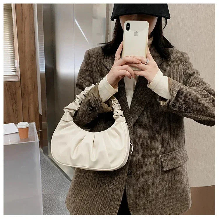 Sac à Main Femme Été – Sac à Poignée Plissée PU, Sac Hobo de Mode et Sac à Bandoulière - Justyol