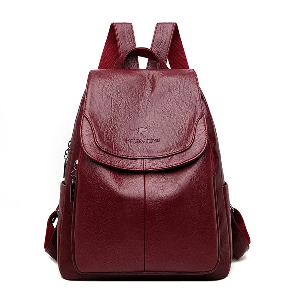 Genuine Women Leather Backpack Fashion Female Shoulder Bag Sac a Dos Ladies Bagpack Mochilas School Bags For Teenage Girls 2024 MU Group