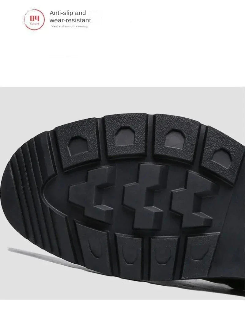 Bottes Homme Mode – Bottines Moto en Cuir, Bottes Hiver Chaudes et Confortables avec Plateforme - Justyol